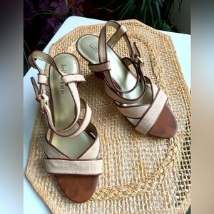 Kelly and Katie brown wedge tan sandals